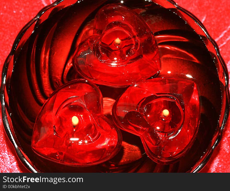 Red heart candles for decoration