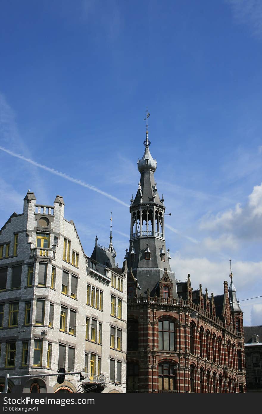 Downtown buildings in Amsterdam, The Netherlands.