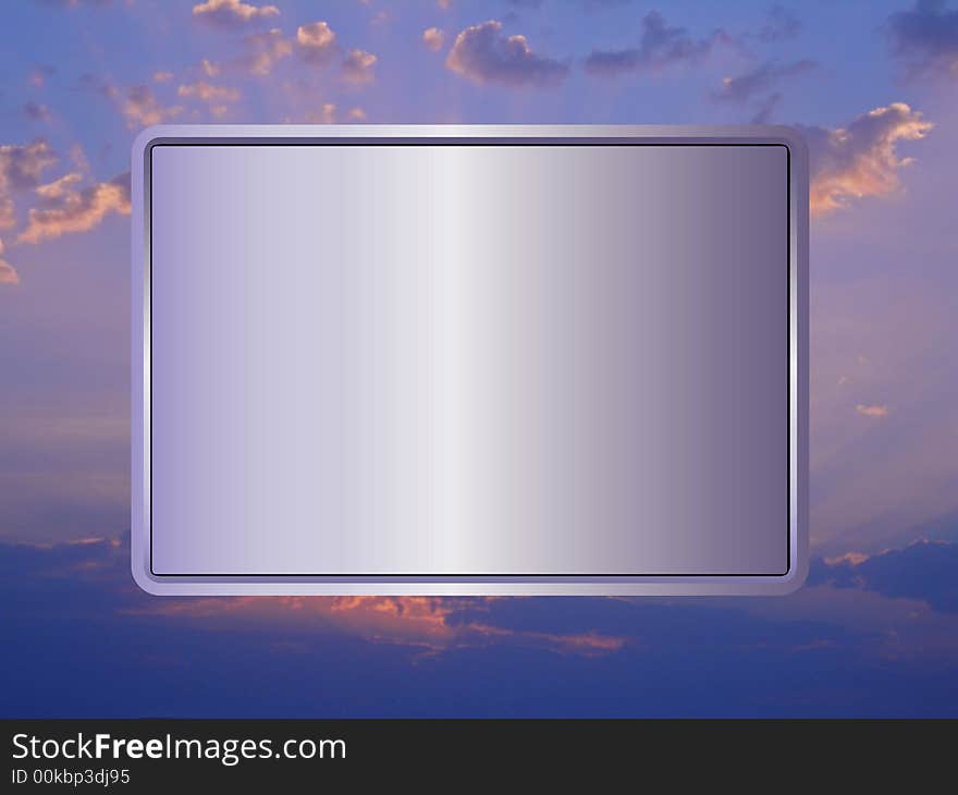 Blank sign with purple hue on pink and purple sky background. Blank sign with purple hue on pink and purple sky background