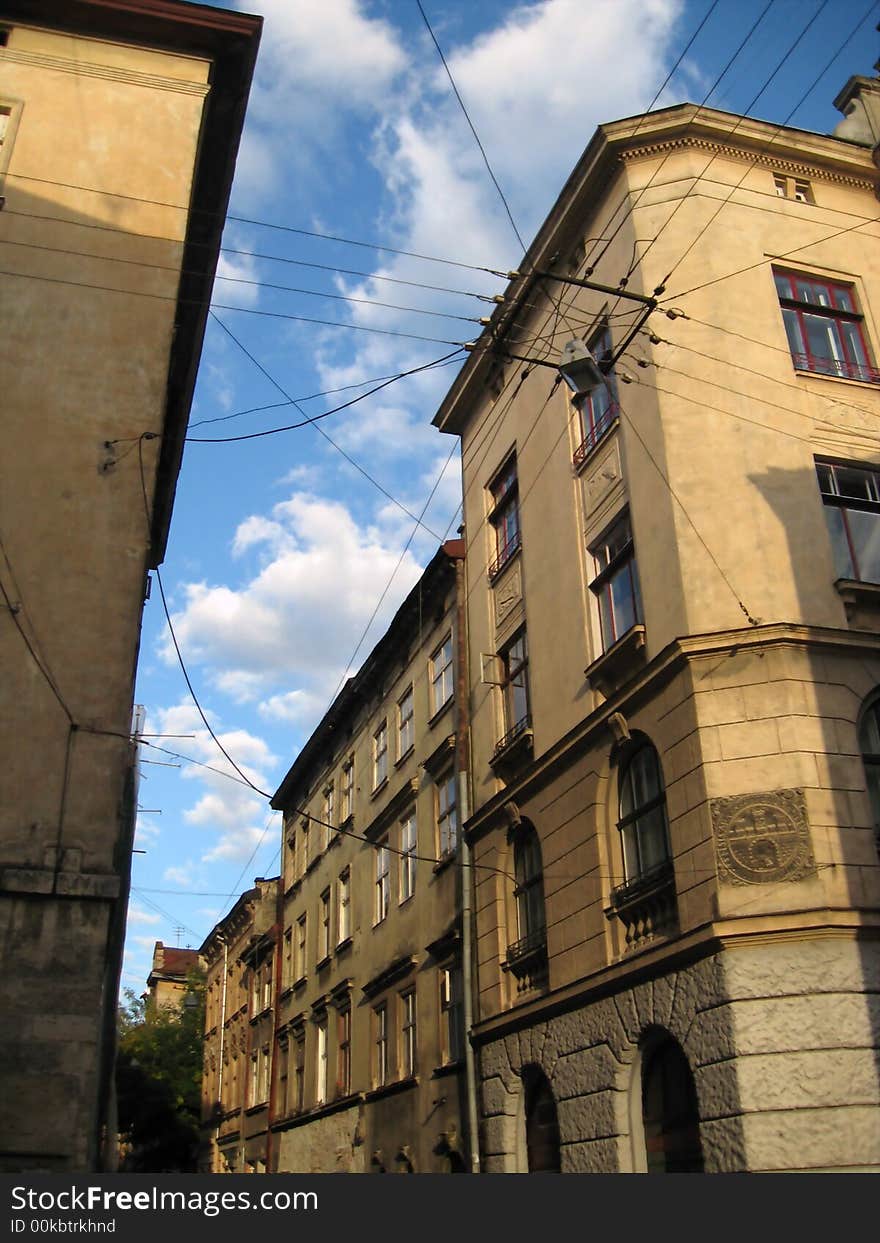 Photo of an old street in lviv, ukraine