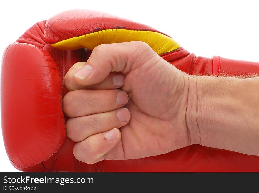 Fist and red boxing glove. Fist and red boxing glove