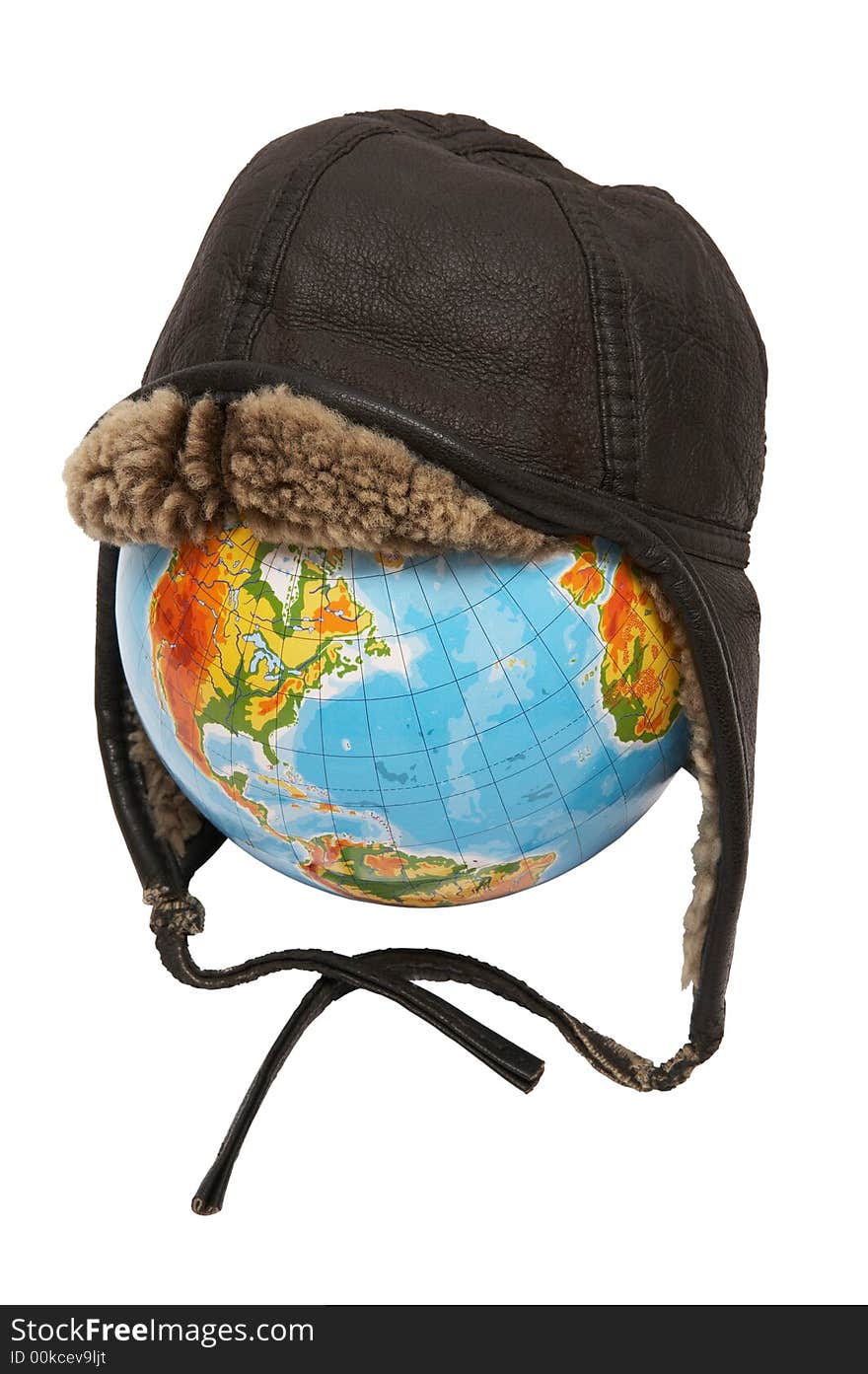 The globe of the Earth in a winter cap