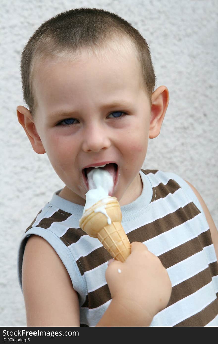 Little boy eating ice cream. Little boy eating ice cream