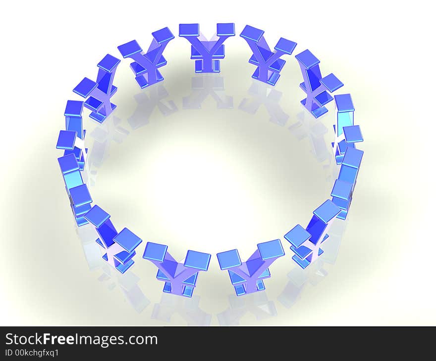 Yen symbol on a white background