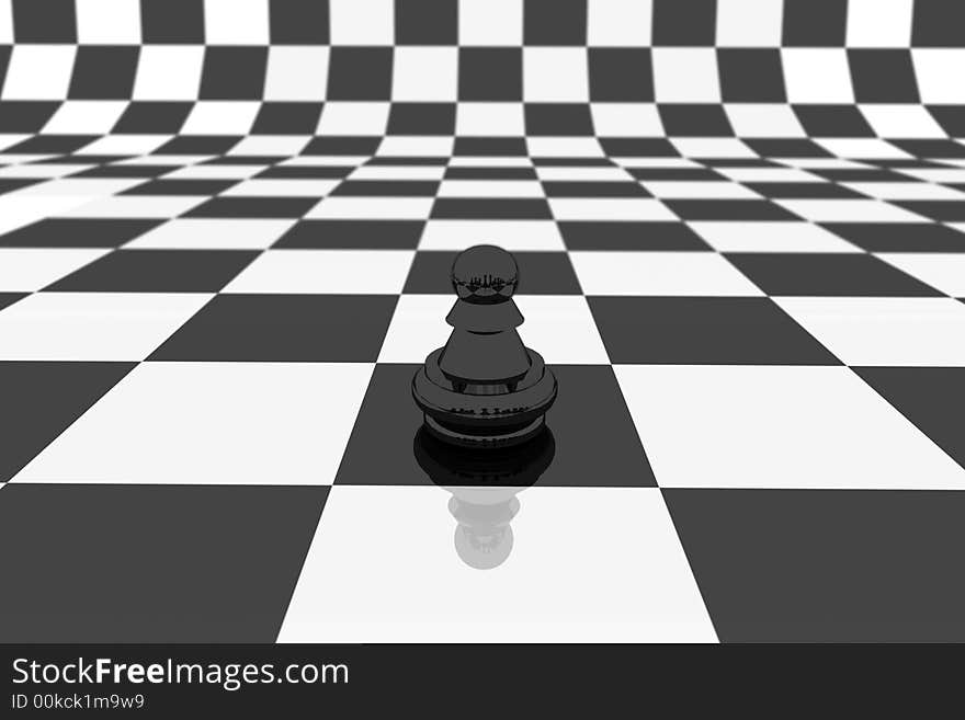 Black pawn on chess table