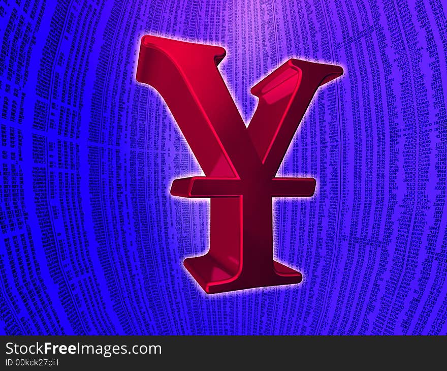 Yen symbol on a blue background