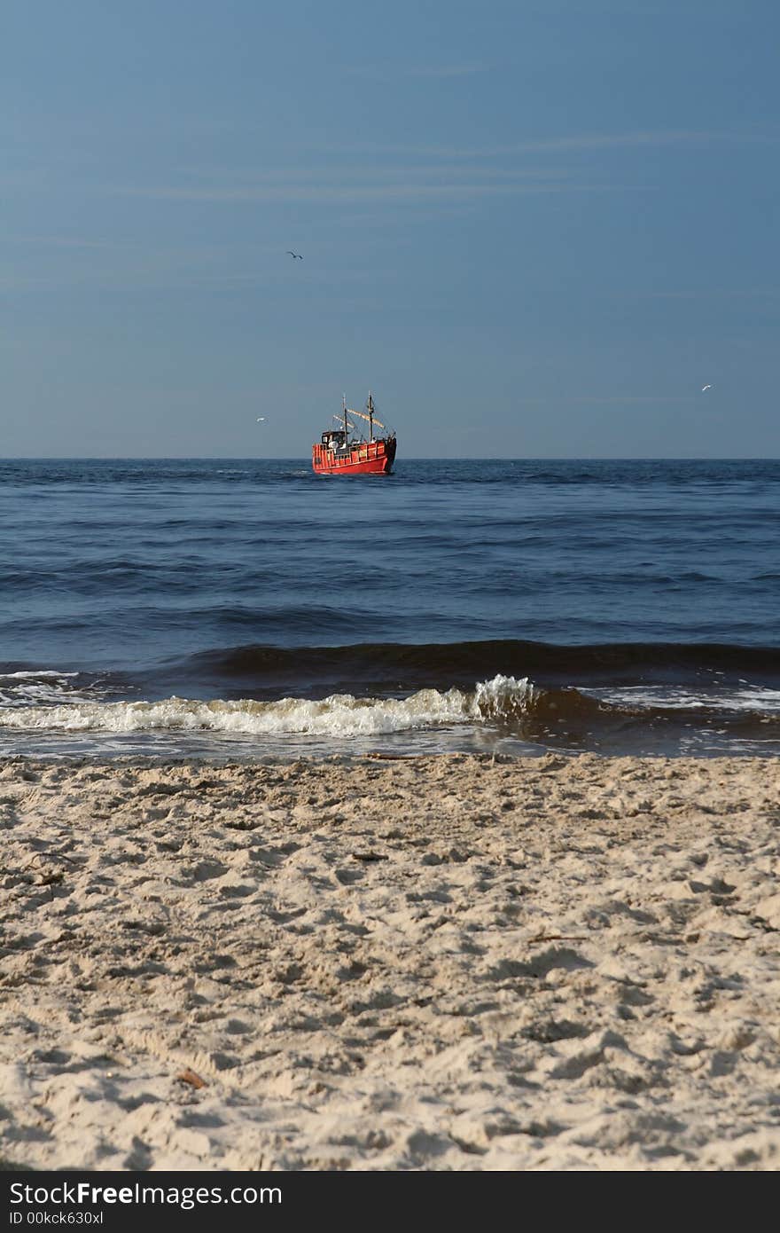 Old fishing boat on the Baltic Sea