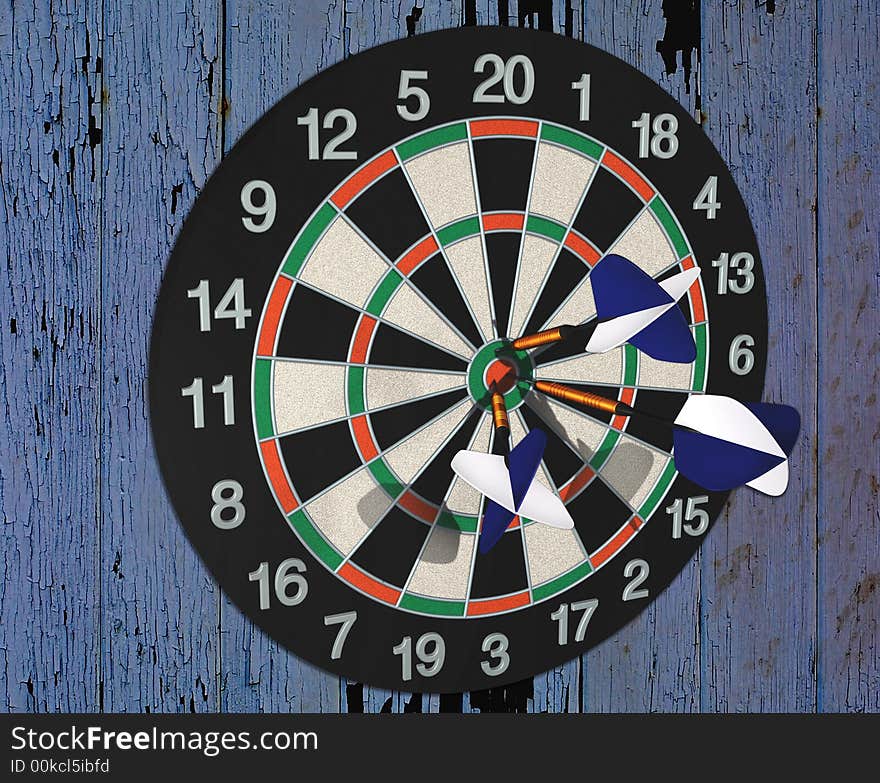 Dart board 3d concept illustration