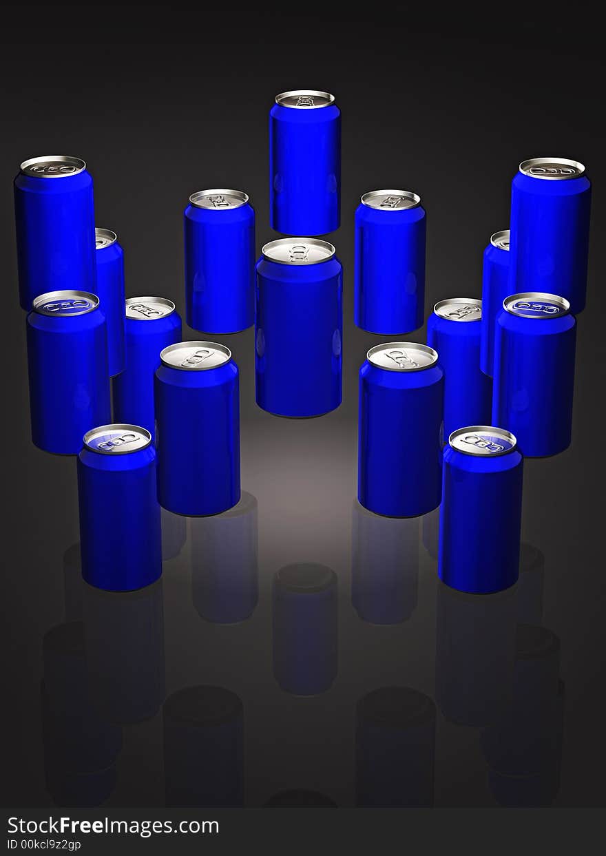 3d concep illustration of a soda cans