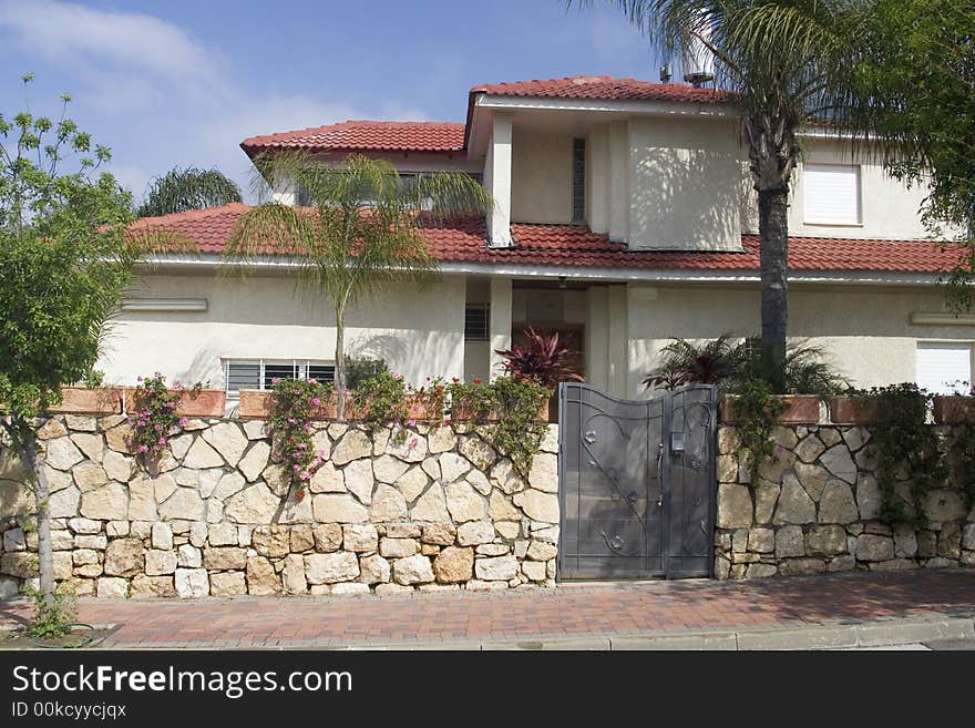 Village house with red roof. Village house with red roof