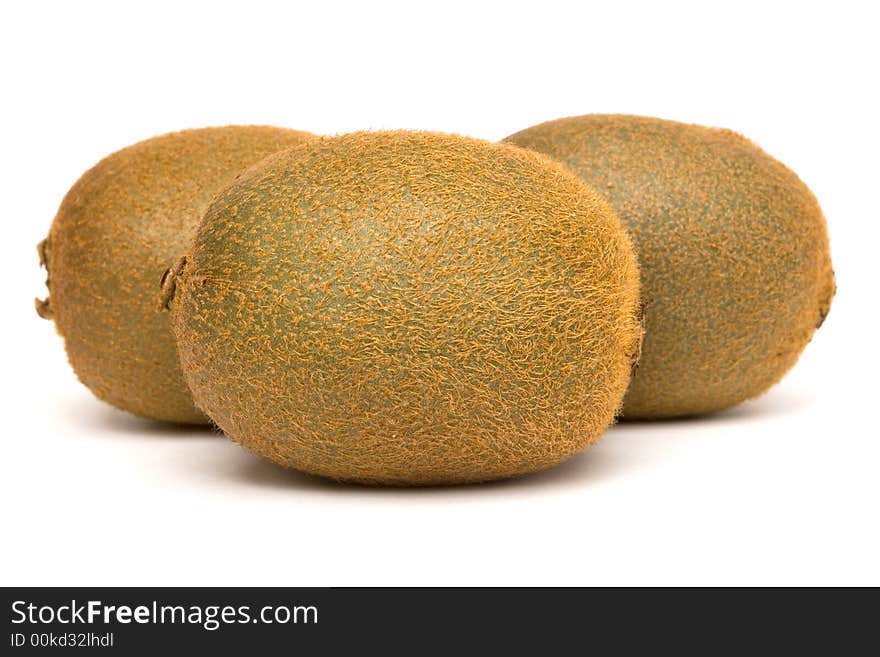 Close up of kiwi fruits isolated on a white background