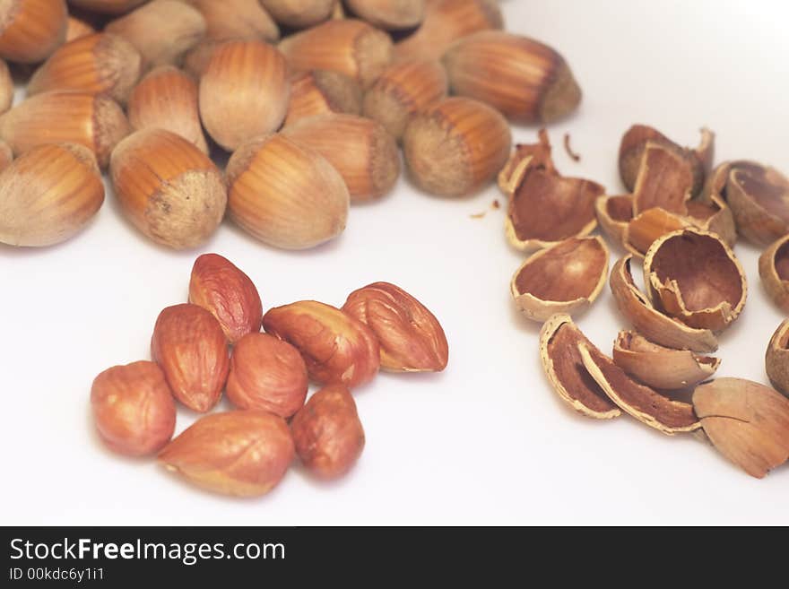 Food background with hazelnuts