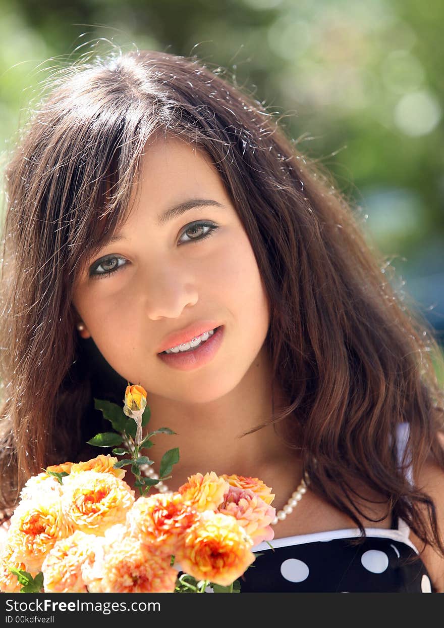 Close-up portrait of a happy asian teenage girl. Close-up portrait of a happy asian teenage girl