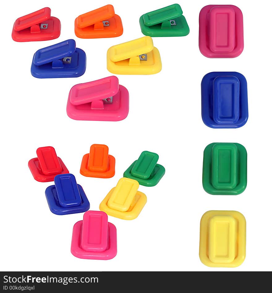 Set of colorful magnetic paper clips. Set of colorful magnetic paper clips