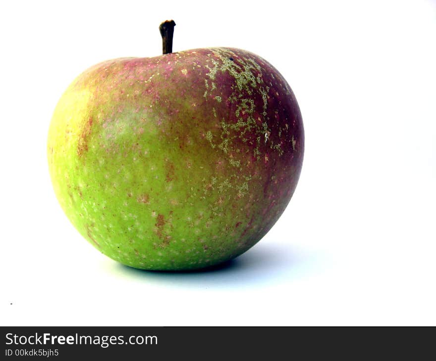 A red and green apple close up