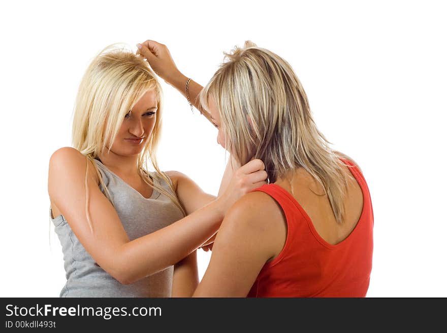 Two young girl play together. Two young girl play together