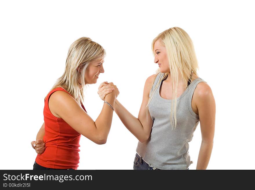 Two young girl play together. Two young girl play together