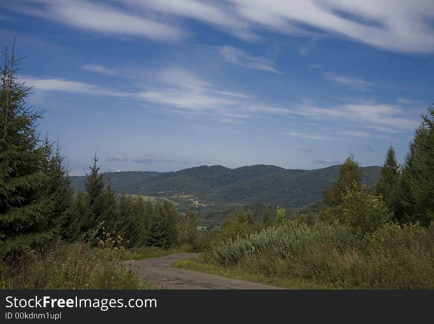 Scenery of Nature with mountains and stream