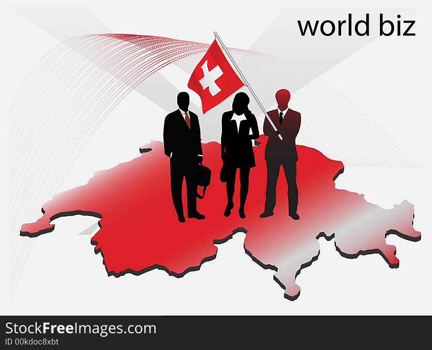 Illustration of business people with Switzerland map