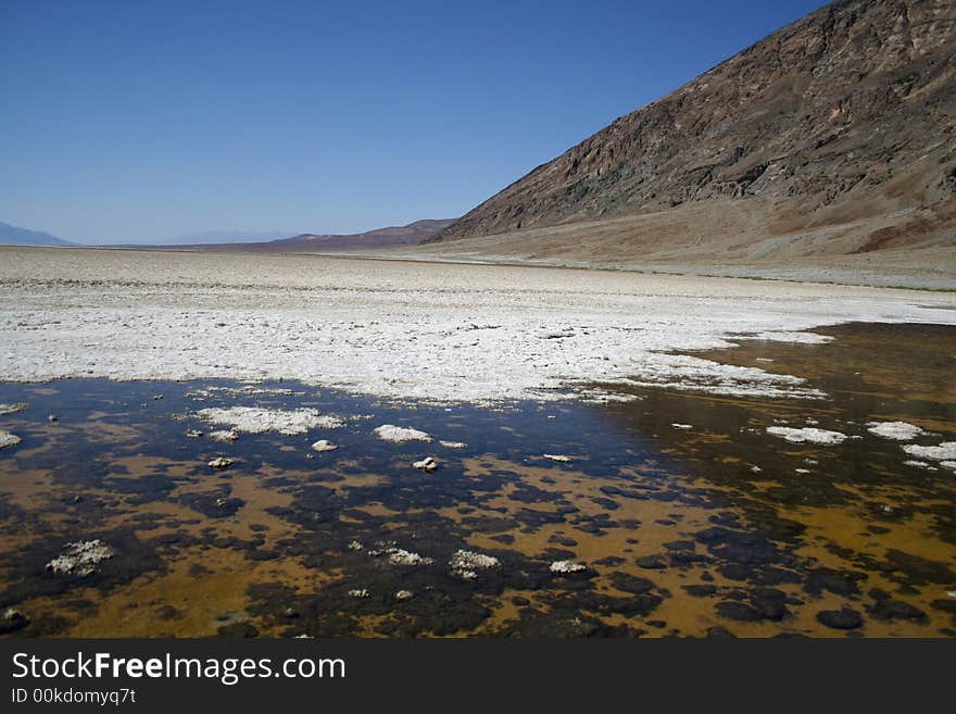 An horizontal view of a Death Valley water mirage. An horizontal view of a Death Valley water mirage