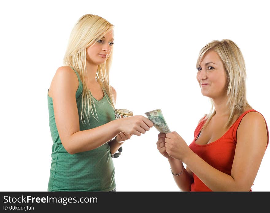 Two young girls - give me some money!