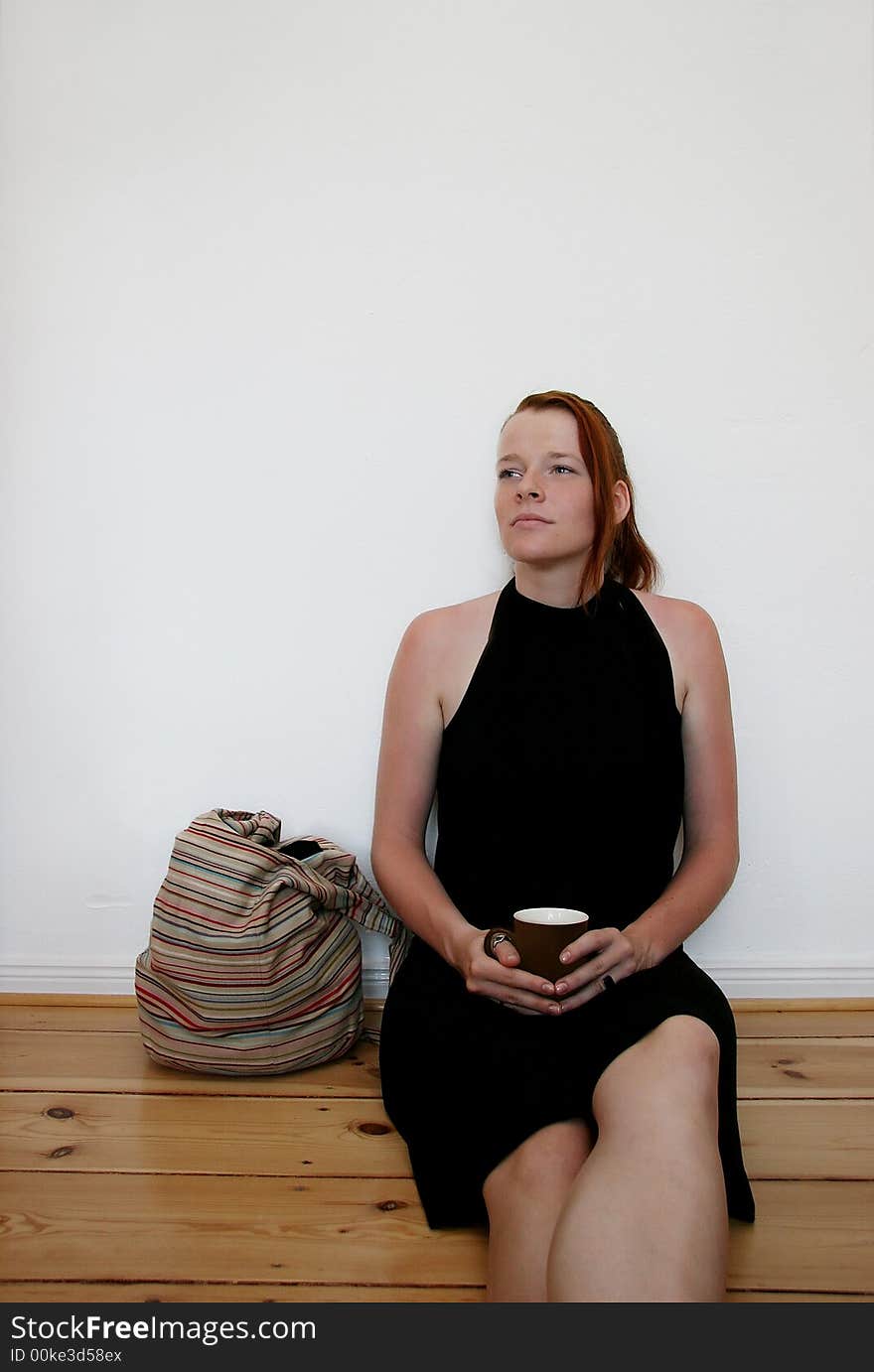 Woman relaxing in coffee break