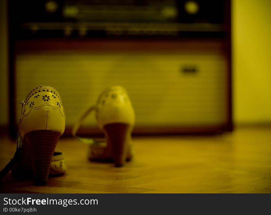 Shoes and an old radio