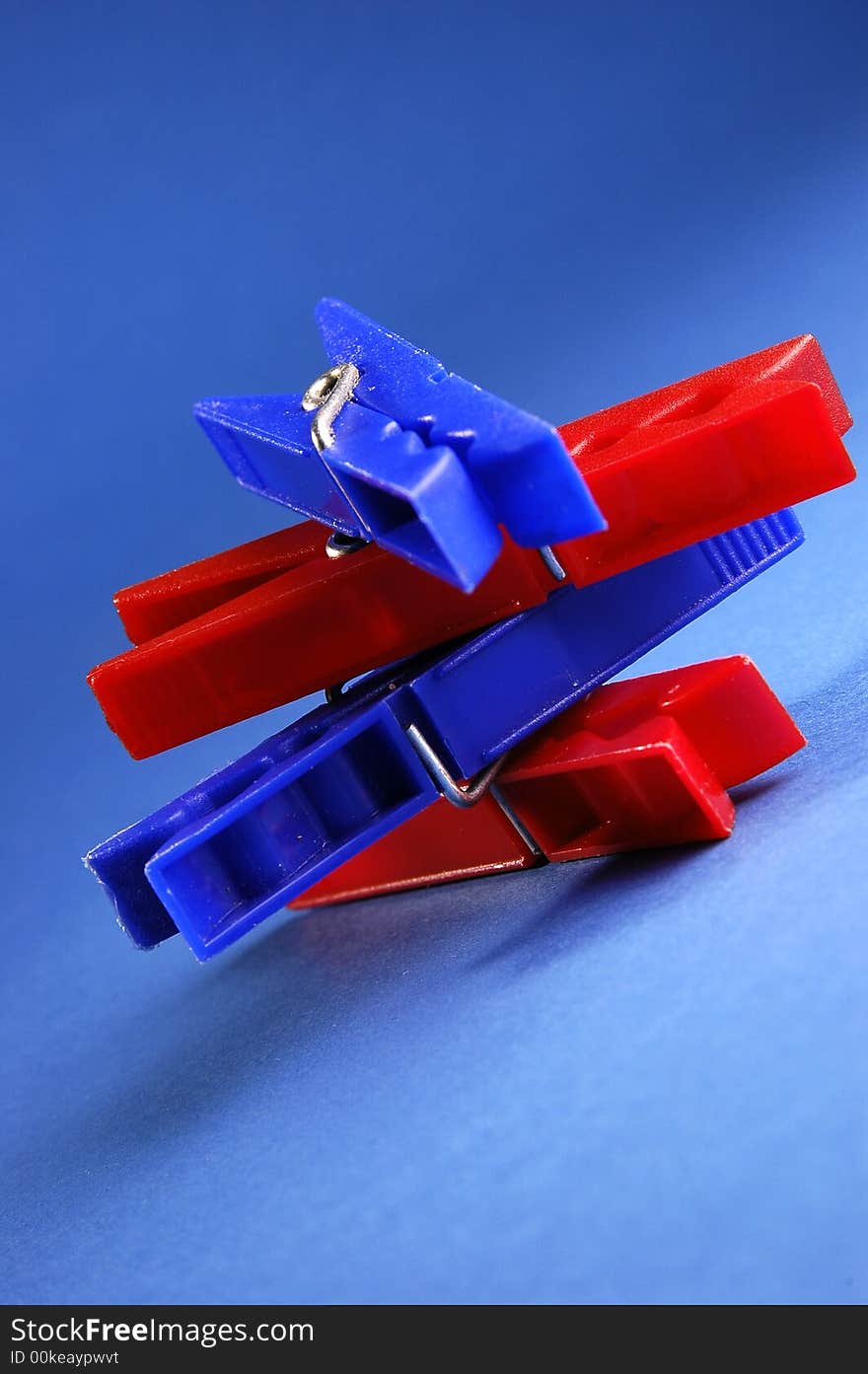 Photo of colorful clips on the blue background