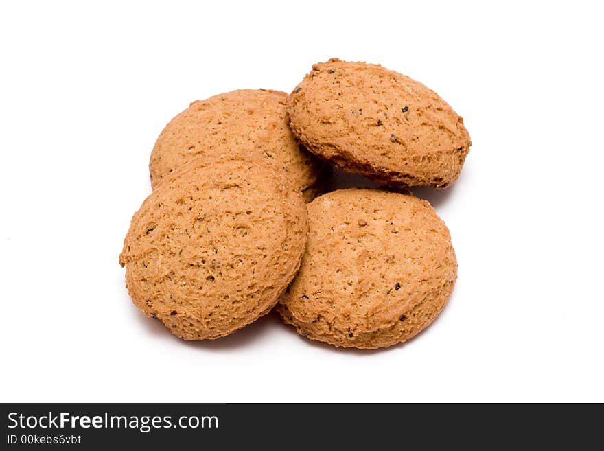 Four biscuits isolated