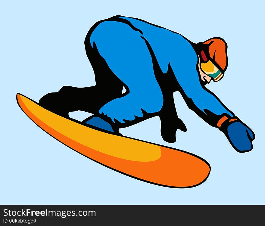 Vector art on the extreme sport of Snowboarding