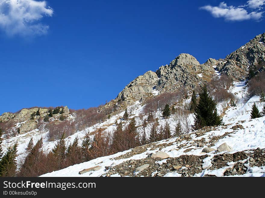 A clean view of Alpes with snow and a blue sky.Copy space. A clean view of Alpes with snow and a blue sky.Copy space