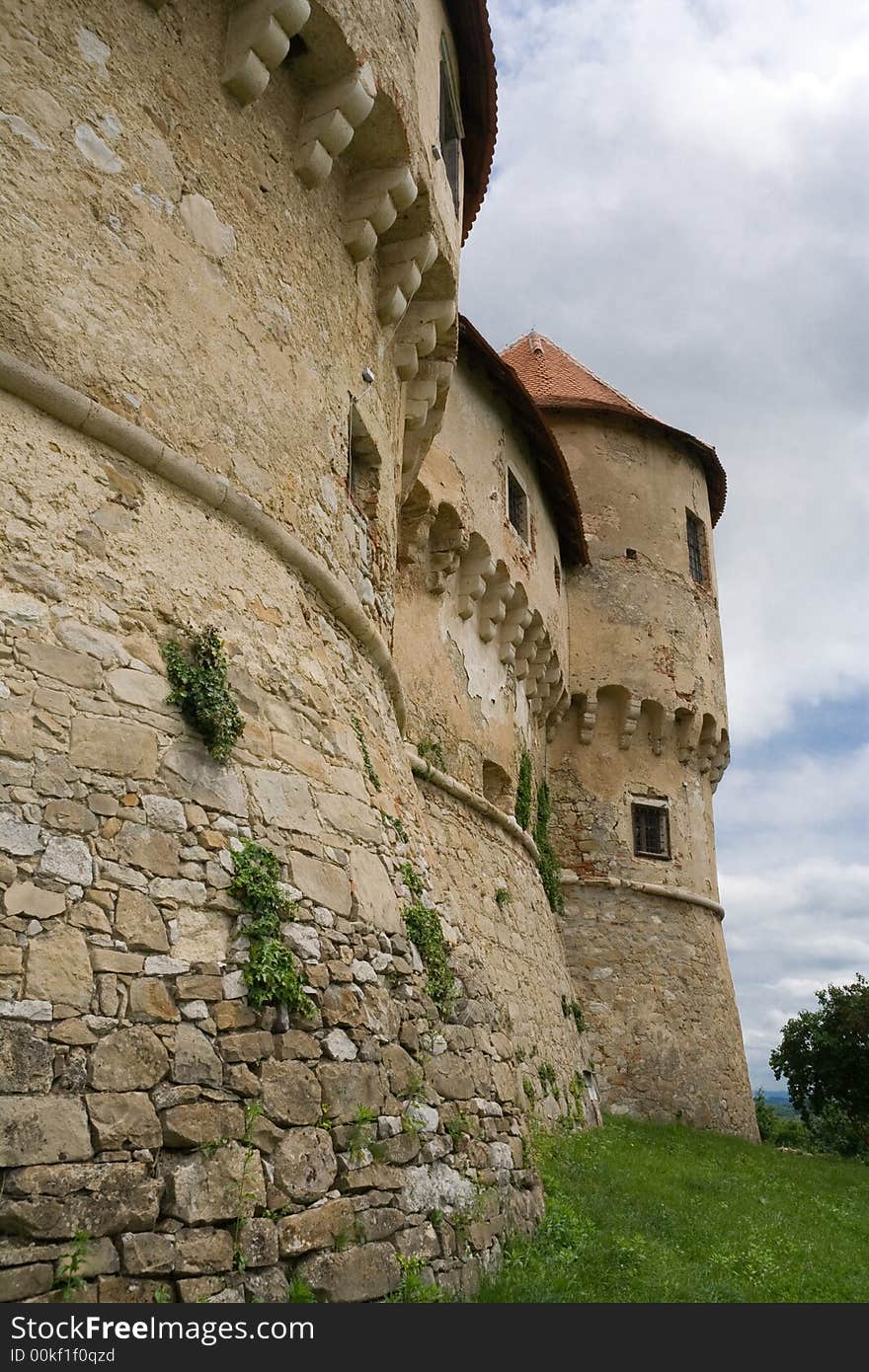 Castle on a hill in Veliki Tabor, Croatia. Castle on an overcast day.