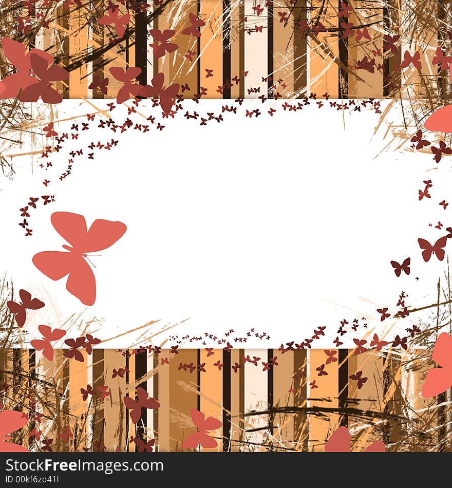 Background with stripes frame with space for text. butterfly