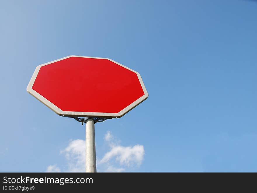 Empty sign. red plate. background