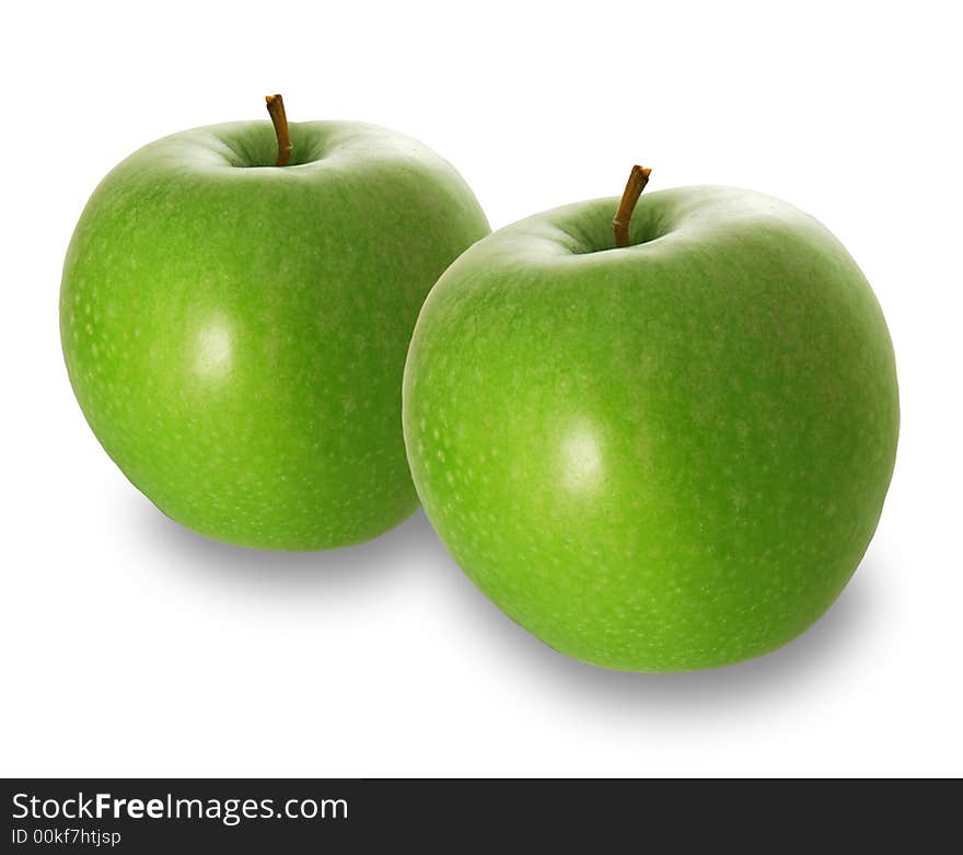 Green apples isolated on white background