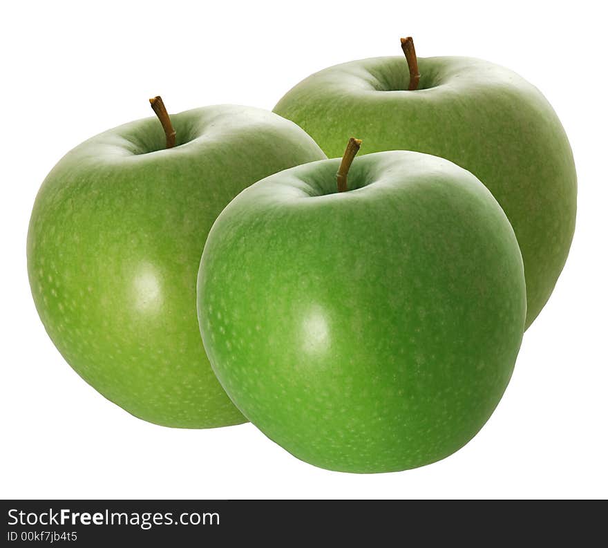 Green apples isolated on white background