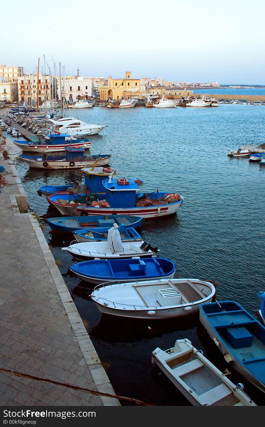 Boats of fishermen in the port of Gallipoli, Italy