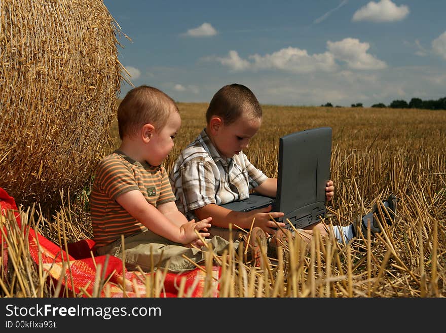 Two boys, two friends with notebook. Two boys, two friends with notebook