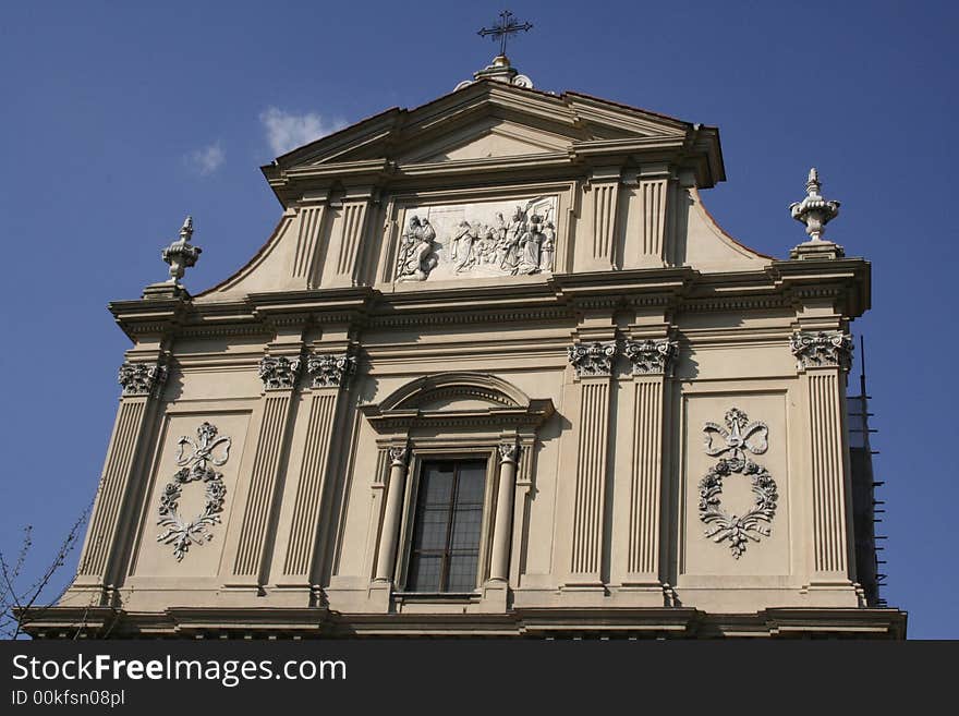 The famous Santa Croce church in Florence Italy.  It houses the tombs of Dante, Michelangelo, and Italy's finest