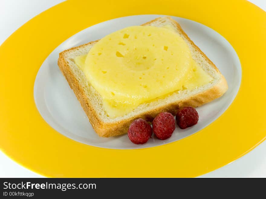 Toast  bread - baked with pineapple and Raspberry.