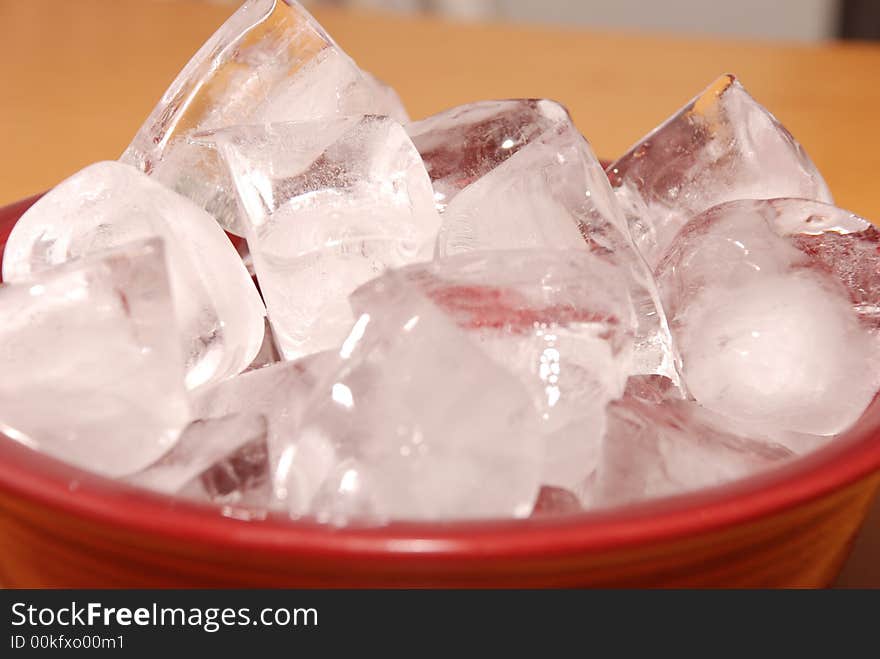 Red bowl with ice cubes. Red bowl with ice cubes