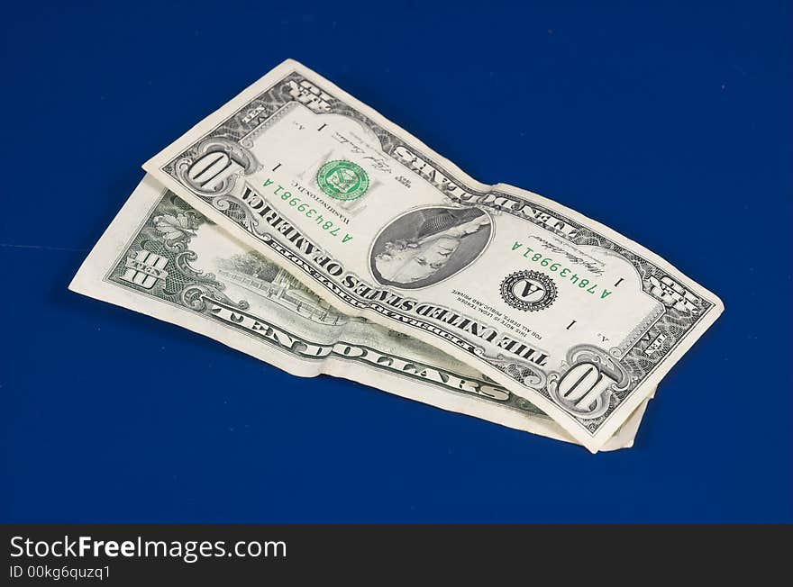 Dollars on a blue background. Dollars on a blue background