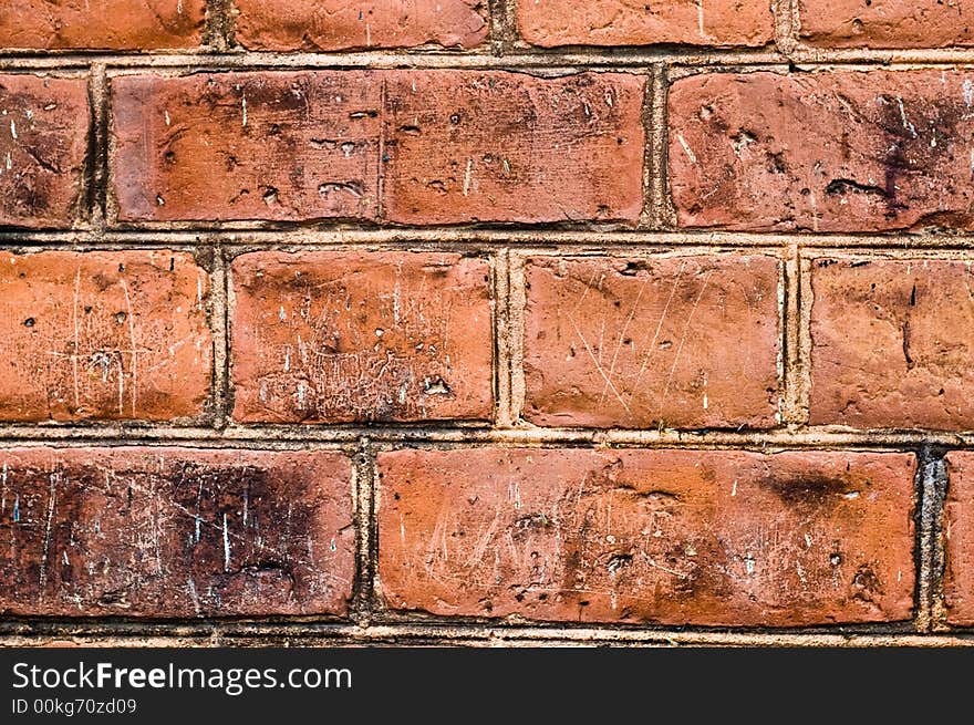 Texture of wall - red bricks closeup. Texture of wall - red bricks closeup