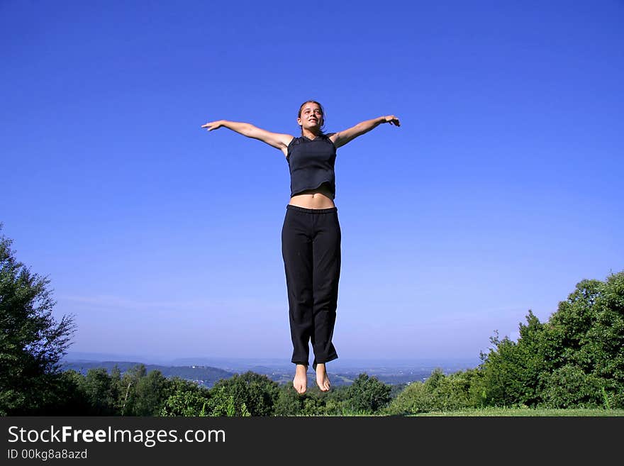 Woman Practising Self Defense