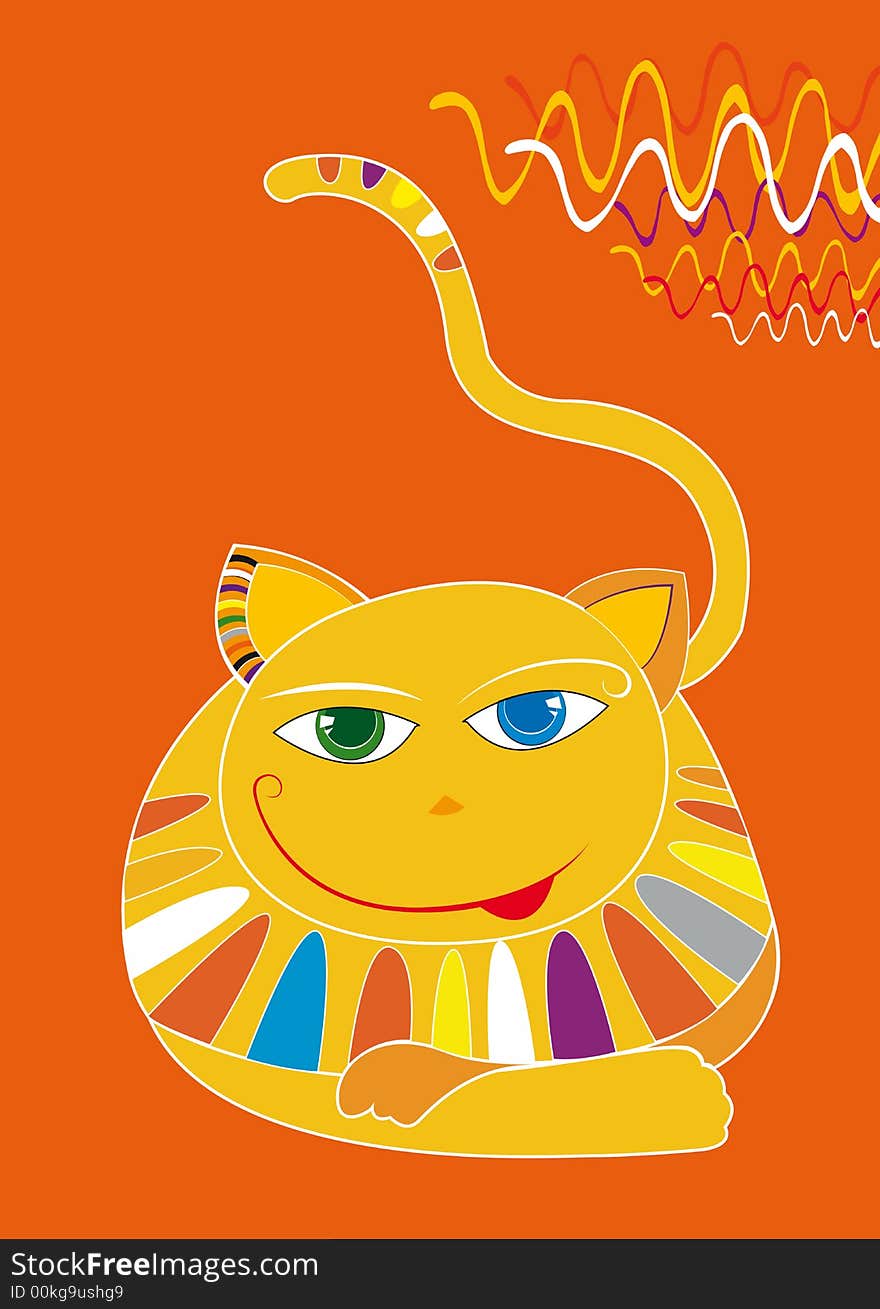 Orange cat illustration, pet. Orange cat illustration, pet