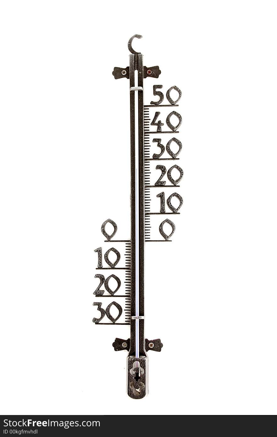 Thermometer from iron against a white wall