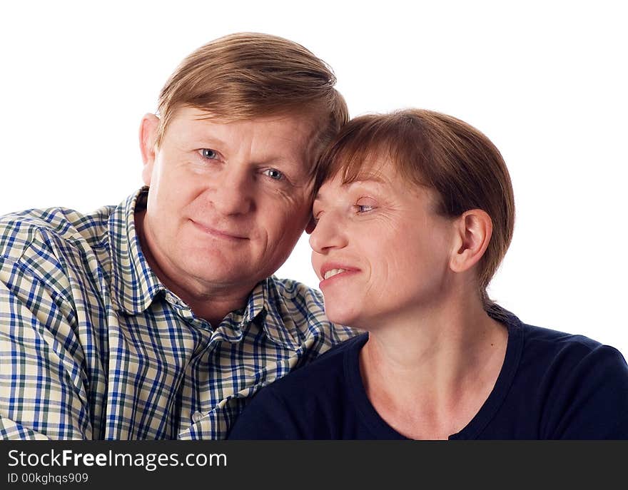 Couple of the mature adult on a white background. Couple of the mature adult on a white background.