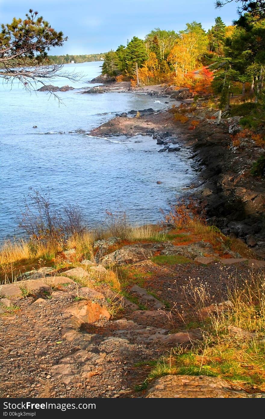 Beautiful Superior lake shore line during autumn time. Beautiful Superior lake shore line during autumn time