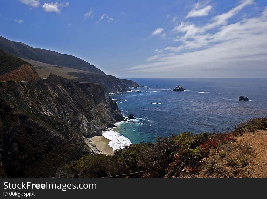 Mountain meets ocean at big sur coast