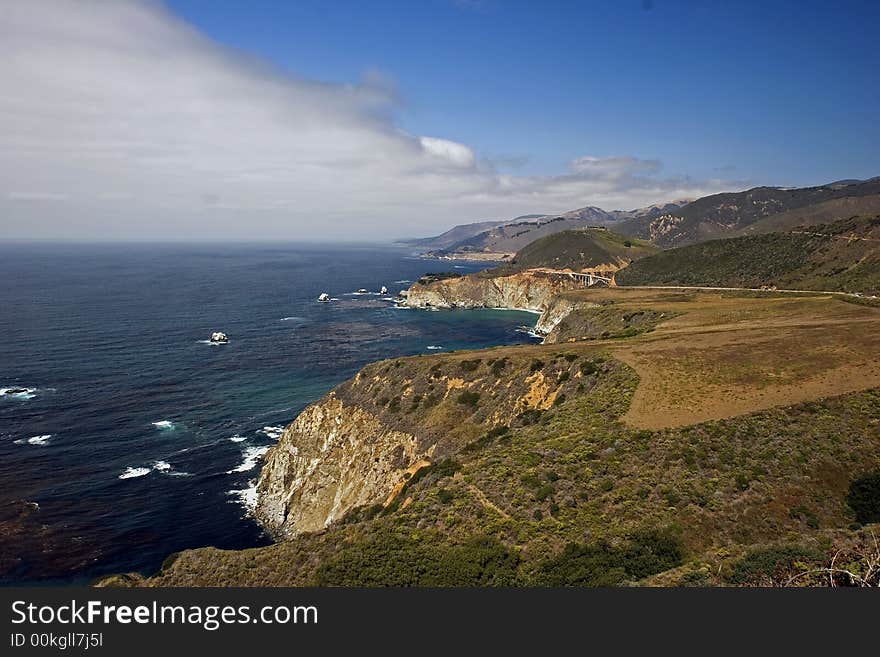 Mountain meets ocean at big sur coast